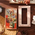 Vintage goldener Metall-Lesezeichen mit Van Gogh Kunst Geschenkbox für Studenten - Blütenbüschel / Kartonverpackung