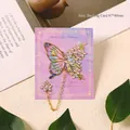 Delicate purple butterfly metal bookmark with chain and flower pendant - 1 Piece / Purple (Fragrant Iris)