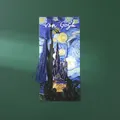 Vintage gilded metal bookmark featuring Van Gogh's Starry Night with a blue tassel - Starry Night B