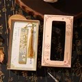 Exquisite vintage Chinese style metal hollow bookmark with gold tassel in premium gift box - Cherish Time / Bookmark With Gift Box