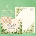 Premium four-leaf clover stationery set including letter paper, envelopes, and stickers - Flora Clover + Stickers (W105-15)