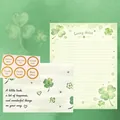 Cute clover themed stationery set including 4 envelopes and 4 letter paper sheets - Mist Clover + Stickers (W105-16)