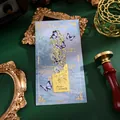 Exquisite golden hollow-out butterfly metal bookmark with artistic card backing - Dreamy Butterfly Shadow / 1 Piece
