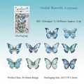 Premium blue laser transparent PET butterfly stickers set for scrapbooking and DIY crafts - Orchid Butterfly