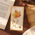 Exquisite gold-plated maple leaf metal bookmark with chain and gift card display - Gilded Maple Leaf