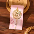 Elegant hollow metal floral bookmark with tassel for students in pink and gold - Bright Future (W891) / 1 Piece / Gold