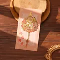Exquisite hollow metal bookmark with floral and butterfly design on decorative card - Good Luck Is Coming (W891) / 1 Piece / Gold