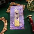 Elegant vintage golden metal butterfly bookmark presented with a purple peach blossom card - Beautiful Butterfly Love / 1 Piece