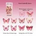 Pink laser PET butterfly stickers set for DIY scrapbook decoration - Sweetheart Butterfly