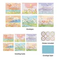 Juego de tarjetas de felicitación de pintura al óleo con sobres y pegatinas de cierre - Pintura al Óleo Romántica Bronceado (H044-03) / Incluye Sobre Y Pegatina de Sellado