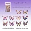 Transparent laser PET butterfly stickers in purple fantasy style for journaling - Phantom Butterfly Purple