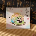 Exquisite cute panda metal bookmark with lotus and mountain design in oriental style - Lotus - Continuous Good Fortune
