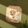 Cute enamel panda metal bookmark with pink cherry blossoms on decorative Chinese style card - Good Things(W906)
