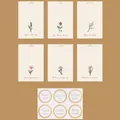 Elegante juego de tarjetas de felicitación florales con pegatinas doradas para regalos - Serie de Lavanda / 6 piezas