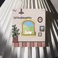 Cute cartoon cat metal bookmark presented on a decorative windowsill art backing card - Windowsill Cat / 1 Piece