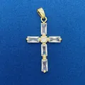 Elegant gold cross pendant set with clear baguette and round sparkling crystals - Cross Style (765) / Pendant Only (Without Chain) / Gold