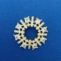 Sparkling round sunburst pendant with square and round cubic zirconia in gold plating - Sunflower Style (766) / Pendant Only (Without Chain) / Gold
