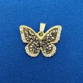 Elegant gold butterfly pendant with sparkling white crystals and grey faceted stones - Butterfly Style (772) / Pendant Only (Without Chain) / Gold
