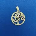 Multicolor Tree of Life pendant with gold finish and vibrant cubic zirconia stones - Tree of Life Style (774) / Pendant Only (Without Chain) / Gold