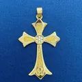 Elegant gold plated cross pendant with central crystal inlay for personalized jewelry - Classic Cross Style (777) / Pendant Only (Without Chain) / Gold