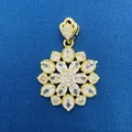Golden flower pendant featuring oval clear crystals on a textured blue background - Radiant Floral Style (783) / Pendant Only (Without Chain) / Gold