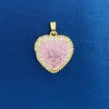Elegant heart-shaped pendant with pink crackle stone and crystal halo for DIY jewelry - Pink Heart Pendant (786) / Pendant Only (Without Chain) / Gold