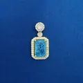 Elegant gold plated pendant featuring a rectangular blue gemstone with a white halo - Light Blue Rectangular Pendant (790) / Pendant Only (Without Chain) / Gold