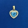 Heart pendant with light blue crystal and white halo in gold finish for DIY jewelry. - Light Blue Heart Pendant (793) / Pendant Only (Without Chain) / Gold