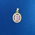 Elegant gold oval pendant with light pink gemstone and white cubic zirconia accents - Oval Rhinestone Pendant (800) / Pendant Only (Without Chain) / Gold/Pink