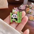 Adorable cartoon panda hugging green bamboo stalk enamel pin badge for backpacks - Panda Bamboo (003)