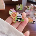 Cute cartoon panda enamel pin with sunflower design for backpacks and clothing. - Smiling Panda Sunflower (006)