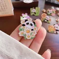 Cute cartoon panda enamel pin badge nestled in white daisy flowers for backpacks and clothing - Panda Daisy (007)