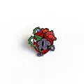 Unique anatomical heart enamel pin with green thorny vines and purple floral detail - Heart Style 01