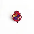 Artistic anatomical heart enamel pin decorated with colorful blooming flowers for gift - Heart Style 02