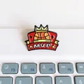 Macro view of the enamel texture and glossy finish on this basketball MVP award pin - MVP Crown Style (B-Model)