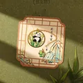 Cute panda metal bookmark with golden chain and bamboo shoot pendant on backing card - Lucky Bamboo(W906)