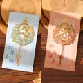 Elegant hollow-out floral metal bookmarks in blue and pink designs - Prosperous Future + Good Luck (W891)
