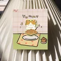 Adorable cartoon cat metal bookmark featuring a cute kitty eating scene on backing card - Gourmet Meow