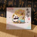 Cute panda metal bookmark with flower and butterfly design on display card - Good Luck Persimmon