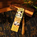 Exquisite cute panda metal bookmark with elegant gold tassel for student holiday gift - Smooth Sailing (Bamboo & Persimmon) / 1 Piece