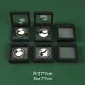 2-piece set of 7x7cm black square PE film floating display boxes for jewelry or gifts. - 2 Pieces/Pack (Without Bookmark) / Black