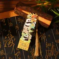 Cute panda and koi metal bookmark with gold tassel, creative gift for students - Lucky Koi / 1 Piece