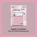 Cute cat-themed pink sticky notes for journals, 30 sheets, back card size 135x105mm - Playful Cat / 30 Pieces/Pack