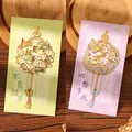 Elegant hollow-out metal bookmarks featuring floral patterns and Chinese calligraphy, 2pcs. - Live Life To The Fullest + May All Wishes Come True (W891)