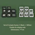 Set of 2 square PE film jewelry display boxes in black and white colors, 7x7cm. - 2 Pieces/Pack (Without Bookmark) / Black + White