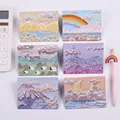 Juego de tarjetas de felicitación estilo óleo con diversos paisajes artísticos - Arcoíris Blanco