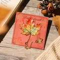 Exquisite maple leaf metal bookmark with golden chain and charm for reading gifts - Painted Gradient Maple Leaf