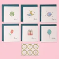 Juego de tarjetas de felicitación artesanales con sobres y pegatinas decorativas - Acuarela Minimalista (H044-03) / Incluye Sobre Y Pegatina de Sellado