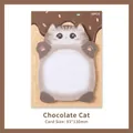 Cute cartoon cat shaped sticky notes memo pad with chocolate theme backing card 30pcs - Chocolate Cat Style