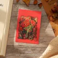 Romantic vintage metal rose flower bookmark with red backing card and chain detail - Romantic Rose
